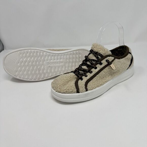 Hey Dude Karina Sherpa Slip On Shoes 8 Beige Marshmallow Leopard Lightweight - Picture 7 of 14